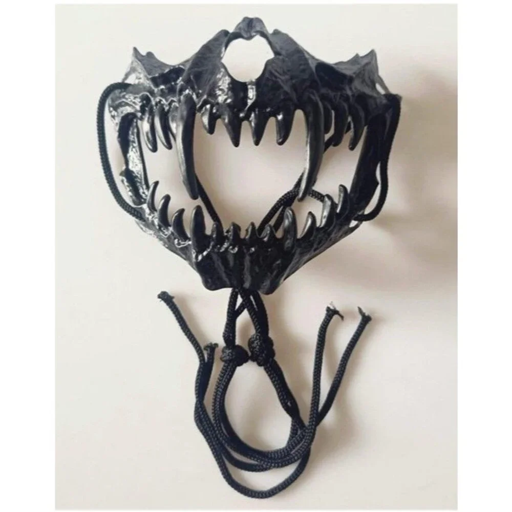 Half Mask Tiger Mask Skeleton Dragon Black Bone Scary Halloween
